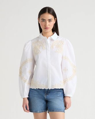 NVLT Womens Embroidered Poplin Shirt