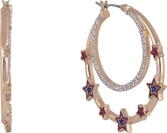 Hallmark Double Stone Hoop Earrings with Red and Blue Star Accents at Nordstrom