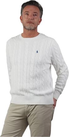 Polo Ralph Lauren Crewneck Knit - Heren - Ronde hals truien - Wit - M - Katoen - Truien & Vesten