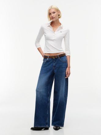 Tommy Hilfiger Womens Tommy Jeans Low-Rise Baggy Jean - Denim Dark - 27W x LongL