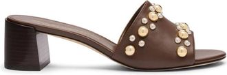 Stuart Weitzman Perry Slide 50 - Dames - Muiltjes - Bruin - 38 EU - Leer - Schoenen