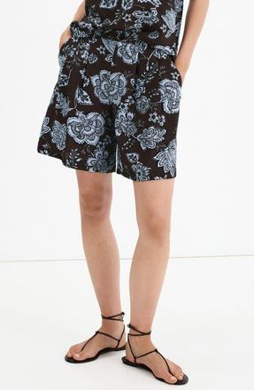 Mango Pleated Floral Shorts in Brown at Nordstrom, Size 6