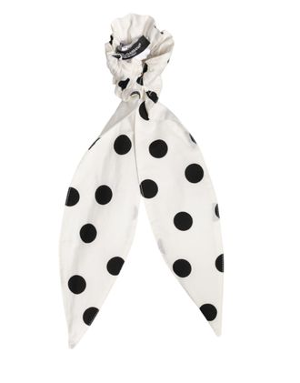 Dolce & Gabbana Polka-Dot Cotton Hair Scrunchie - White