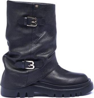 Baldinini Gekreukt Leder Enkellaars - Dames - Enkellaarsjes - Zwart - 38 1/2 EU - Leer - Schoenen