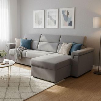 Dmora Dmora - Sof&aacute; Cama Con Pen&iacute;nsula Ganzaria, Sof&aacute; Esquinero Transformable Para Sal&oacute;n, Acolchado, Desenfundable, Calidad 100% Made In Italy, 285x160 H100 