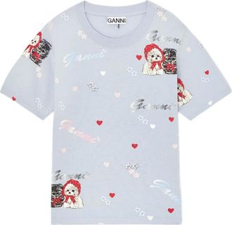 Ganni Top con stampa - Bianco