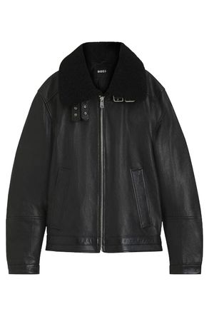 BOSS H MUPABLO LEATHER JACKET Size: 52, colour: BLACK