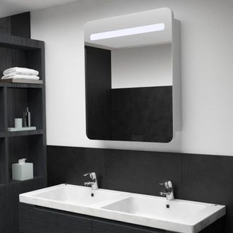 Berkfield Home LED Bathroom Mirror Cabinet 68x9x80 cm in White | Size: 68 x 9 x 80 cm