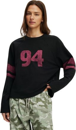 Cotton On Womens Active Graphic Raglan Tee in Black Hoops at Nordstrom, Size X-Large