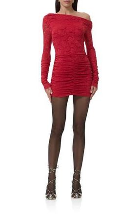 AFRM Montana Long Sleeve Lace Body-Con Minidress in Poppy Red at Nordstrom Rack, Size X-Small