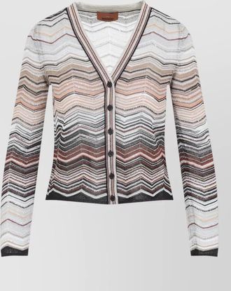 Missoni v neck chevron knit cardigan long sleeves