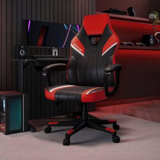 X Rocker Tempest Ergonomic PC Office Gaming Chair with Extra Wide Seat in Red