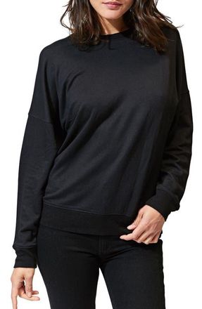 Threads 4 Thought Cathy Boyfriend Feather Fleece Sweatshirt in Black at Nordstrom, Size X-Small