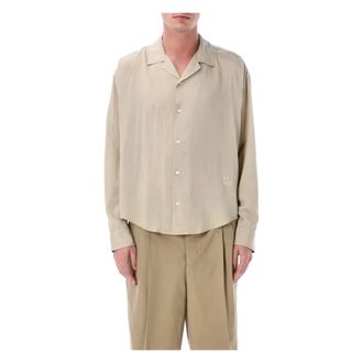 Ami Casual Shirts, male, Beige, Size: XL Silk L/S Shirt