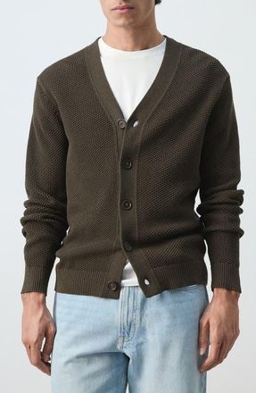 Mango Microstructure Cotton Blend Cardigan in Chocolate at Nordstrom, Size X-Large
