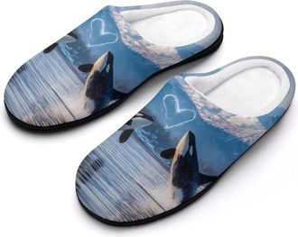Generic Killer Whale Orca LOVE Men Slippers Funny House Shoes Cotton Slipper for Indoor Outdoor