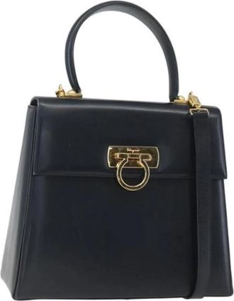 Ferragamo Pre-owned Handbag - Dames - Vintage Handtas - Blauw - ONE Size - Leer - Vintage