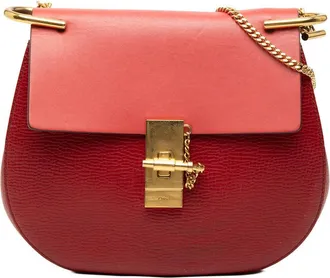 Chlo&eacute; Pre-owned Chloe Small Bicolor Smooth and Grained Calfskin Drew Crossbody Ladies 43SWWFPTPJCFELSR