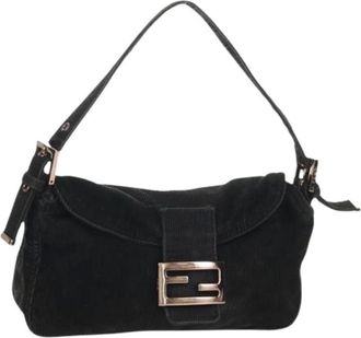 Fendi Pre-owned Shoulder Bags, female, Black, Size: ONE SIZE Pre-owned Vintage Corduroy Shoulder Bag