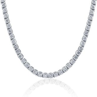 Pompeii3 Huge 33 Ct Natural Diamond Tennis Necklace 14K White Gold 20