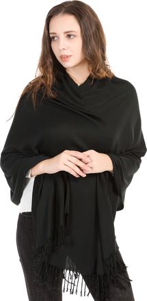 World of Shawls Pashmina Style All Seasons Handcrafted Wrap Shawl Stole Scarf (Black)