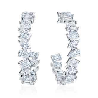 The Diamond Store Luxe 8.00ct Lab Diamond Hoop Earrings With Igi Certified Mixed-cut Diamonds In 18k White Gold