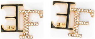 Elisabetta Franchi Logo-plaque Crystal-embellished Earrings