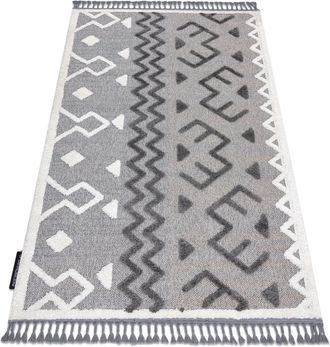 RugsX Rugsx - Alfombra Maroc P659 Azteca &Eacute;tnico Gris Franjas Bereber Marroqu&iacute; Shaggy Grey 120x170 Cm