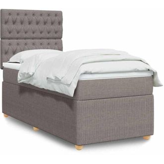 vidaXL Cama Box Spring Con Colch&oacute;n Tela Gris Taupe 90x200 Cm Vidaxl