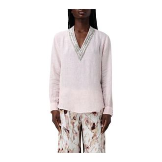 120% Lino Mujer, Blusas y Camisas, Rosa, Talla: M