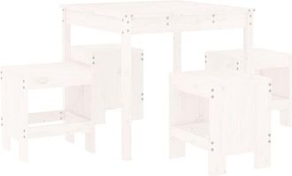 vidaXL Juego De Comedor De Jard&iacute;n 5 Piezas Madera Maciza Pino Blanco Vidaxl