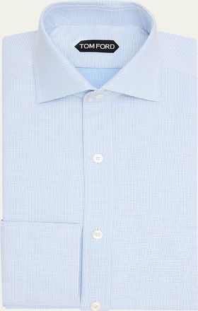 Tom Ford Mens Cotton Woven Micro-Check Dress Shirt