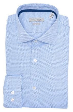 Perry Ellis King Slim Fit Micro Dot Shirt in Blue at Nordstrom Rack, Size 16 - 34/35