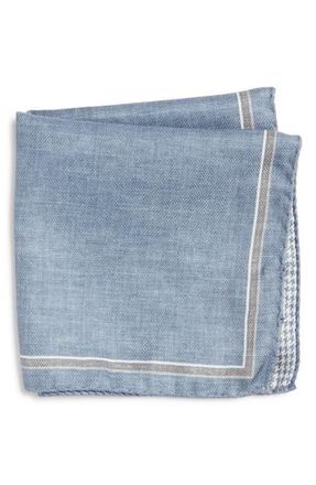 Jack Victor Crestwool Solid & Houndstooth Check Reversible Silk Pocket Square in Navy at Nordstrom