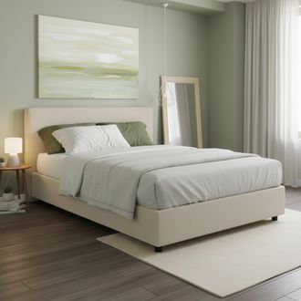 Dmora Talamo Italia - Cama Matrimonial Chloe, Cama Contenedor Con Revestimiento De Tela, 100% Made In Italy, Apertura Frontal, Adecuado Para Colch&oacute;n Cm 140x