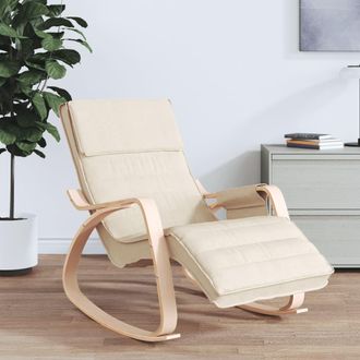 vidaXL Silla Mecedora De Tela Color Crema Vidaxl