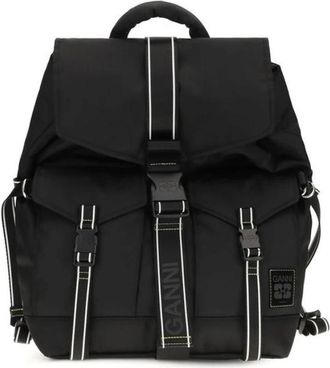 Ganni Kleine Bucky Nylon Rugzak - Dames - Rugzakken - Zwart - ONE Size - Nylon - Tassen