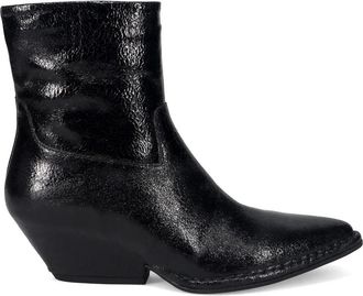 Del Carlo Cowboy Boots, female, Black, Size: 8 US Black Texan Boots with Crackle Leather