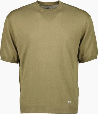 C.P. Company Mens Linen Knitted T-Shirt - Tan - Size: 38