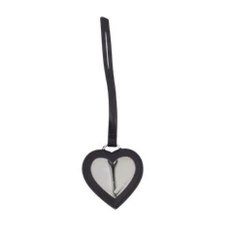 Vivienne Westwood Womens Heart Mirror Charm - Vivienne Westwood Leather Black Calfskin Accessories Charms
