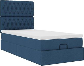 vidaXL Estructura De Cama Otomana Con Colch&oacute;n Tela Azul 90x190 Cm Vidaxl