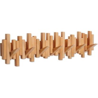 OEM Perchero De Madera, De Pared Con M&uacute;ltiples Perchas, Robusto, De Roble Natural Con 8 Ganchos -crezuo