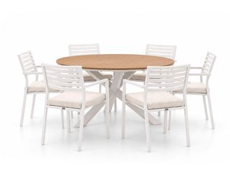 Bellagio la vita attrattiva Bellagio Rumo/Fidenza &oslash;149cm dining tuinset 7-delig stapelbaar