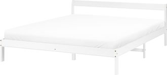 Beliani Cama Con Somier Estilo Minimalista De Madera De Pino 160 X 200 Cm Blanco Madone