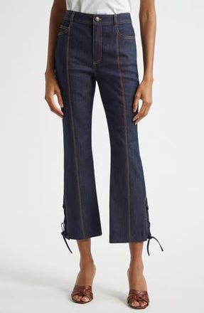 Cinq &agrave; Sept Lace-Up Detail Crop Jeans in Indigo at Nordstrom Rack, Size 6