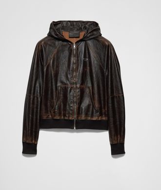 Prada Nappa leather hoodie jacket