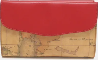 Alviero Martini 1A Classe Beige/red Geo Classic Print Coated Canvas Pouch