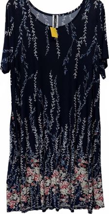 MOA USA Womens Floral Dress In Navy Blue