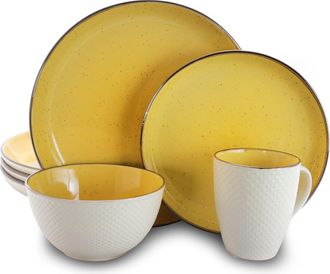 Elama Mellow-Yellow 16-Piece Dinnerware Set