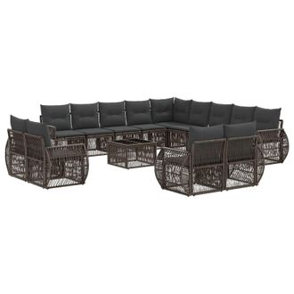vidaXL Conjunto De Sof&aacute;s De Jard&iacute;n 14 Pcs Gris Y Gris Oscuro Vidaxl